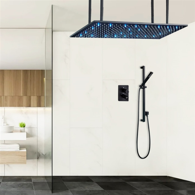 Biella Matte Black LED 20*40" Digital Rainfall Shower System and ...