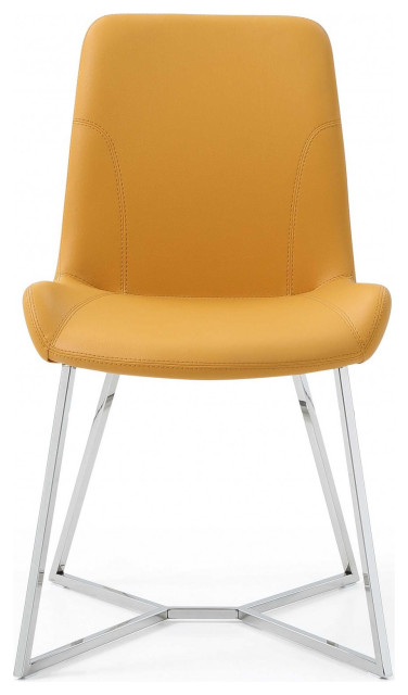 Set of 2 Yellow Faux Leather Dining Chairs - Dining Chairs - by Ami ...