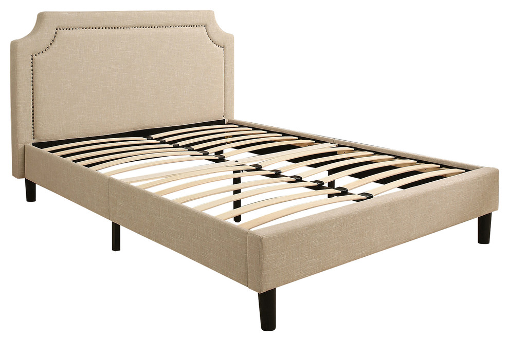Abbyson Living Austin Upholstered Queen Platform Bed, Cream
