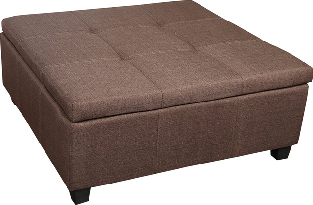 Extra Large Lift Top Seats 8 Storage Ottoman with Tufted Accents Bench, Brown  Modern 