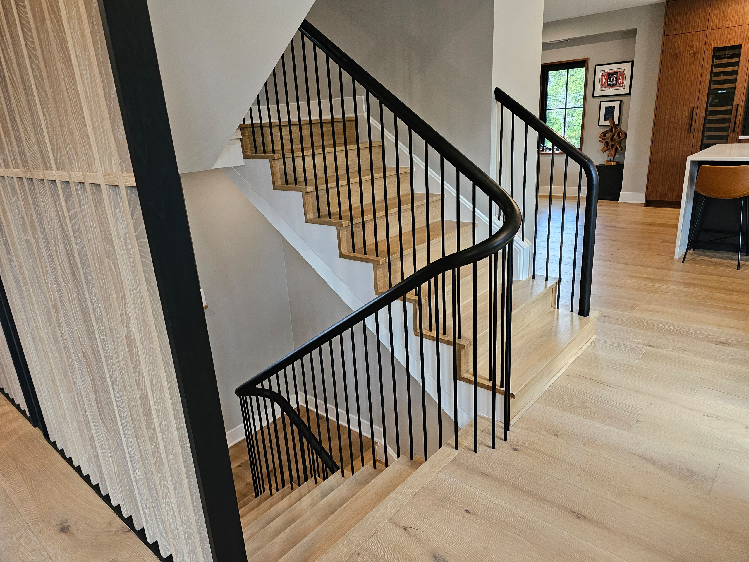 115_Stunning Continuous Rail System on 3 Story Floating Stairs; Arlington, VA 22