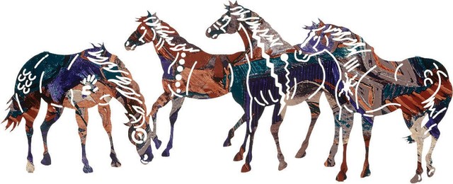 Southwestern Wall Decor painted ponies southwestern metal wall art - rustic - artwork - Southwestern Wall Decor painted ponies southwestern metal wall art - rustic - artwork -