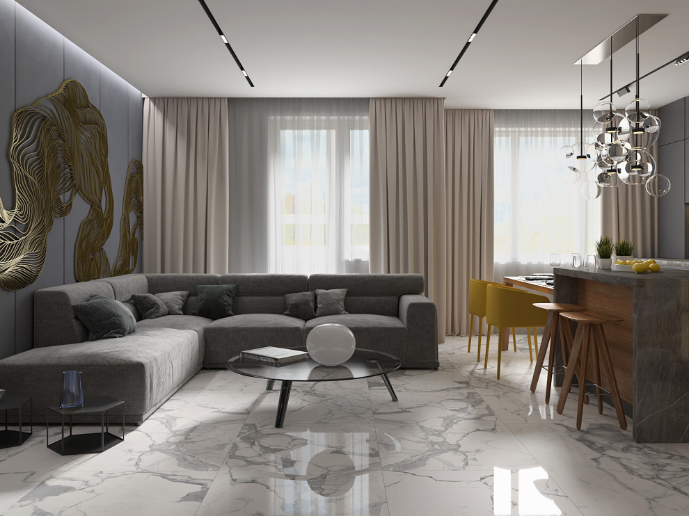 Этюд в теплых тонах: 4-комнатная квартира 106 м2