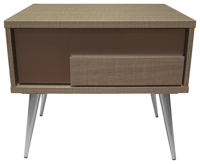 MidCentury Modern Taupe Bronze Nightstand Contemporary Nightstands