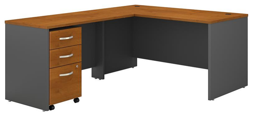 Series C 60W L Shaped Desk with Drawers in Natural Cherry - Engineered Wood