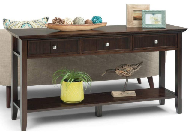 Large Console Table, Drawers and Shelf, Great for Storage, Dark Brunette Brown - Transitional ...