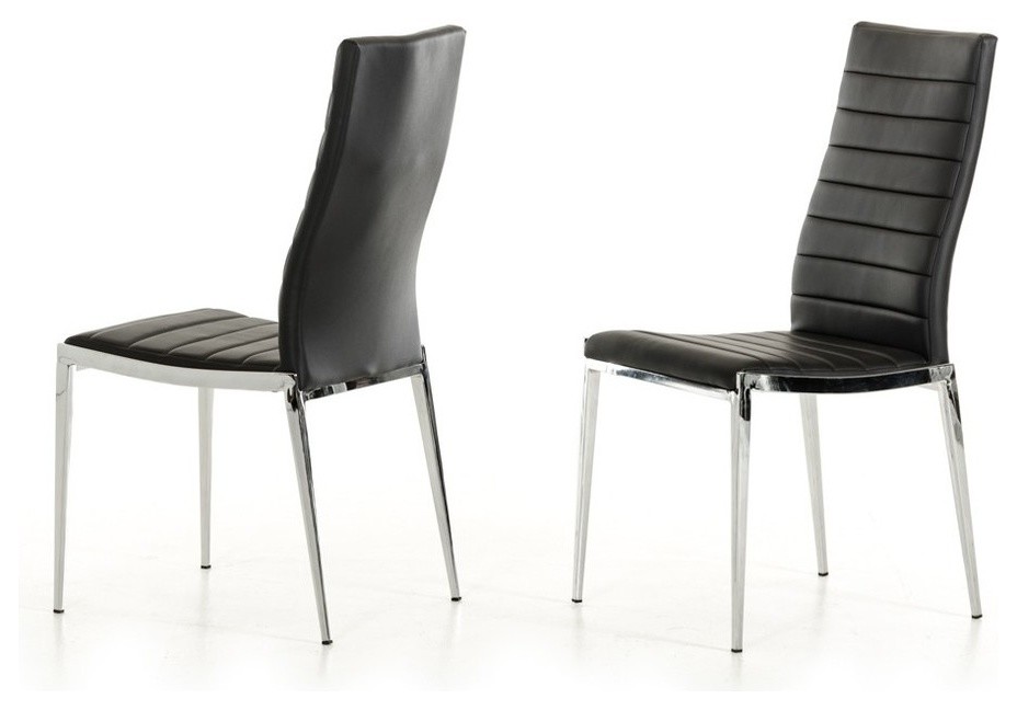 Modrest Libby Modern  Leatherette Dining Chairs, Set of 2, Black