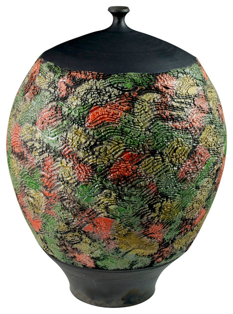 RAKU red decorative vase