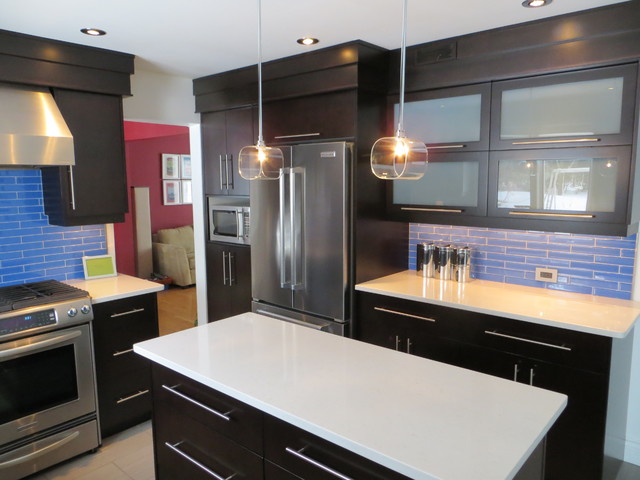 Kitchen: Blue Backsplash transitional-kitchen