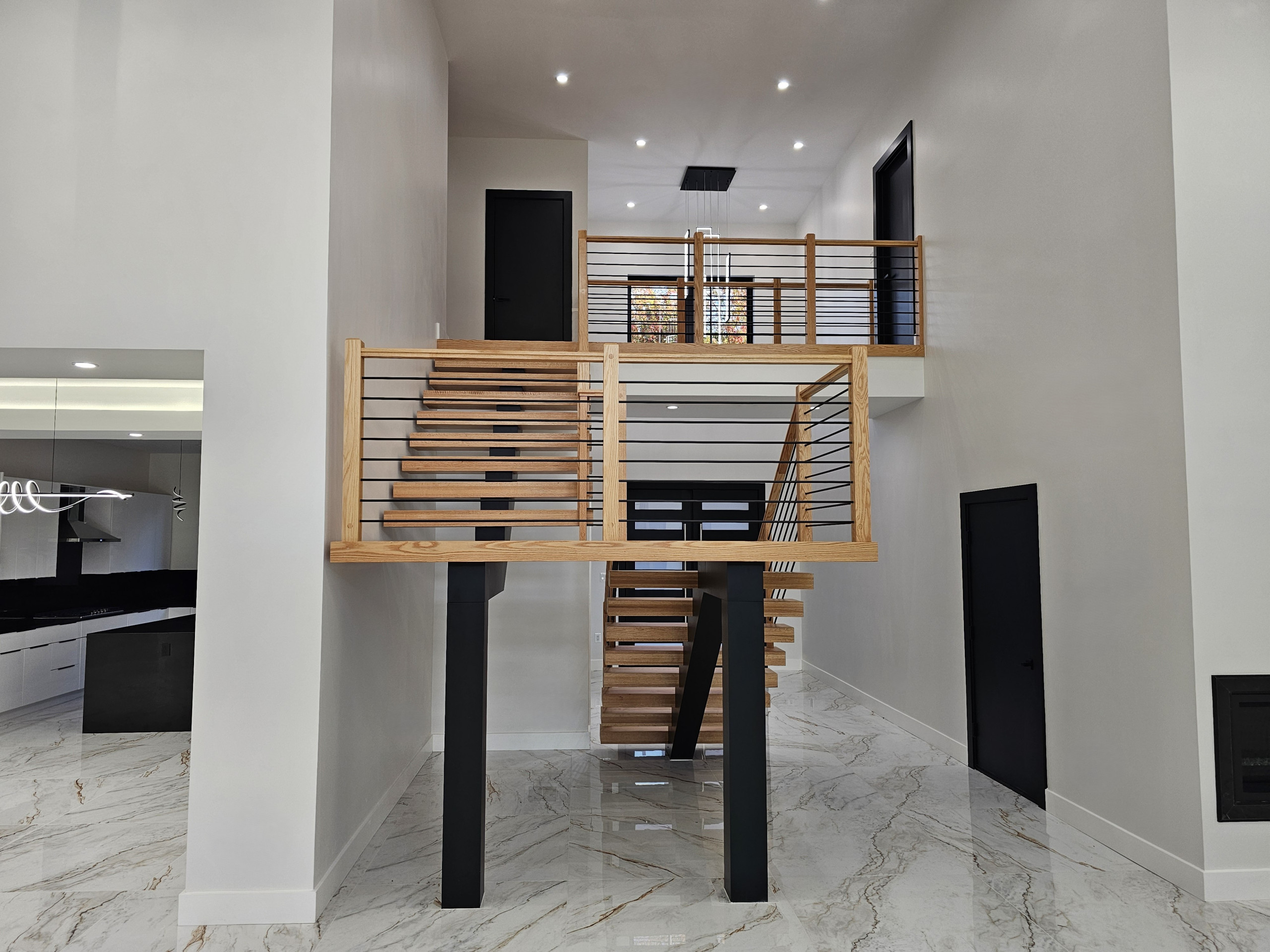 143_Modern Floating Red Oak and Metal Staircase, Sterling, VA