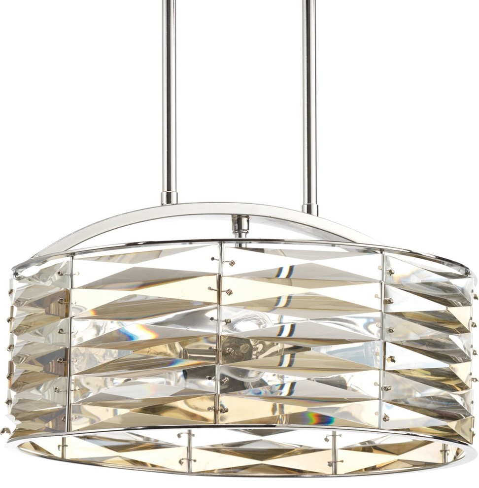 The Pointe 5-Light Round Pendant Polished Chrome Clear K9 Crystal Glass