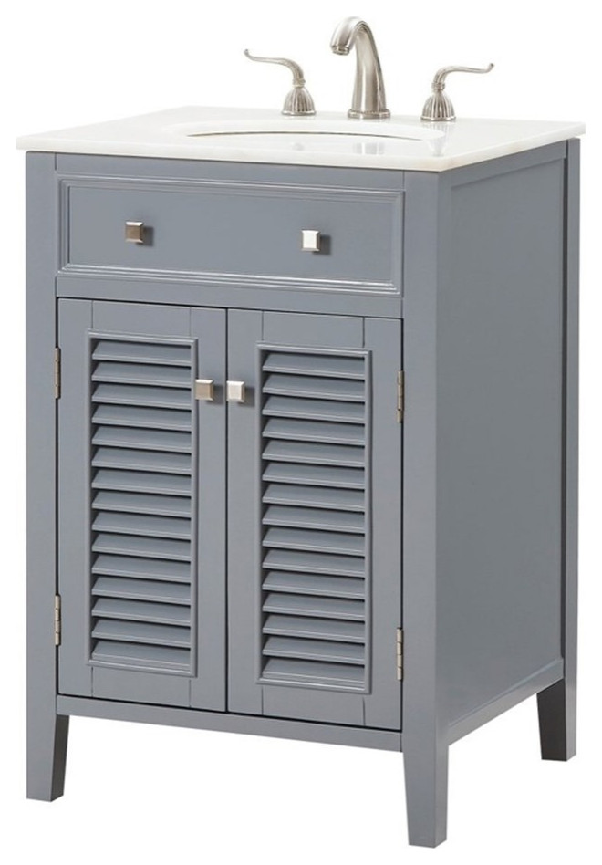 Elegant Decor Cape Cod 24" Wood Single Bathroom Vanity in Gray