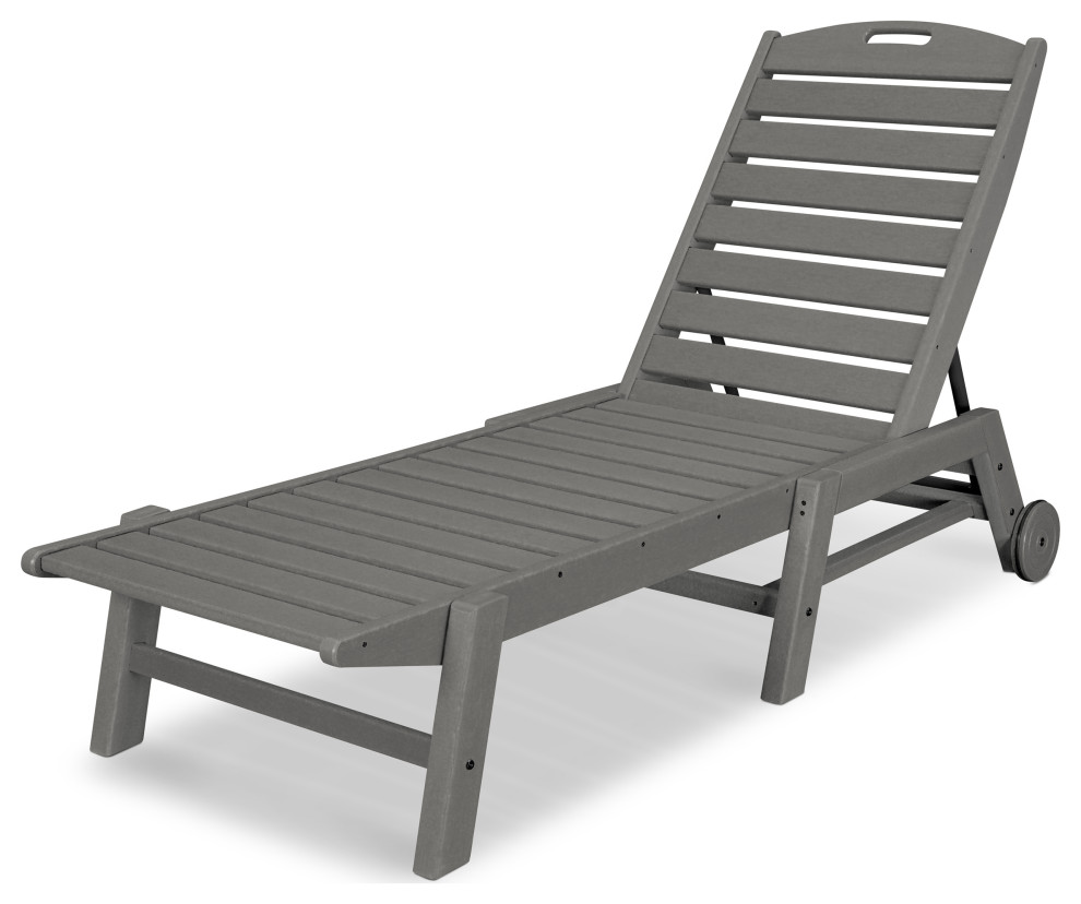 Polywood Nautical Chaise With Wheels Transitional Outdoor Chaise