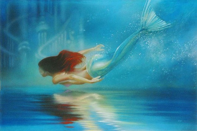 Disney Fine Art Underwater Princess by JohnGallery Wrapped Giclee