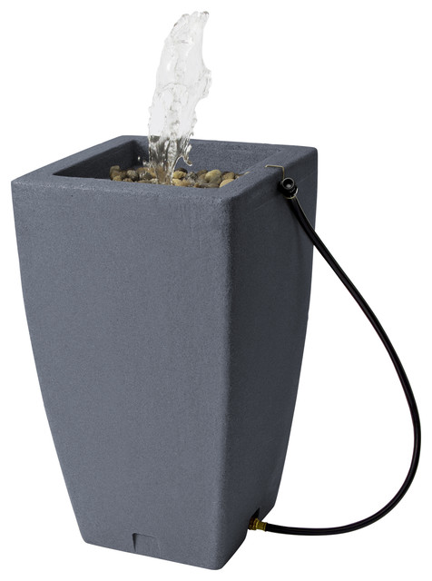 gray rain barrel