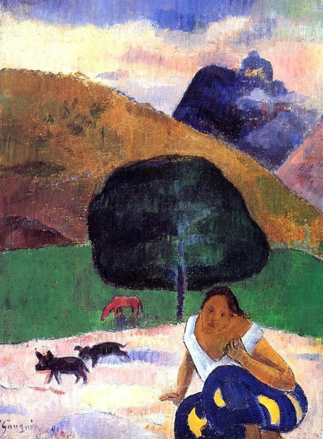 Paul Gauguin Landscape With Black Pigs And A Crouching Tahitian Wrapped Canvas Farmhouse Prints And Posters By Art Megamart Paul Gauguin Landscape With Black Pigs And A Crouching Tahitian Wrapped Canvas Farmhouse Prints And Posters By Art Megamart