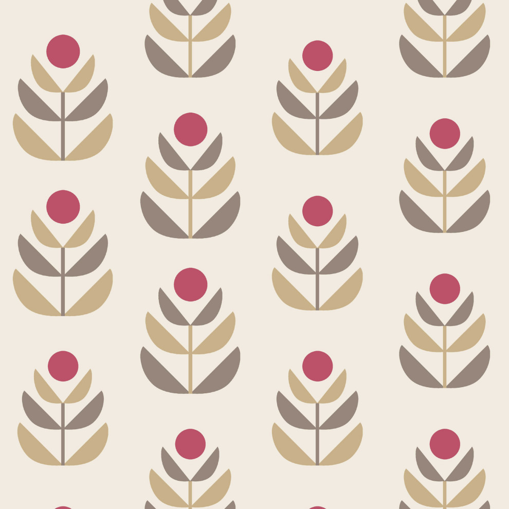Oslo Red Geometric Tulip Wallpaper, Sample