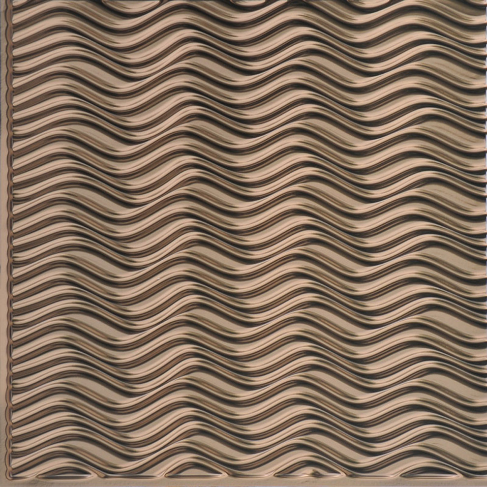 Wavation Horizontal 4ft. x 8ft. Glue Up PVC 3D Wall Panels, Oil Rubbed Bronze