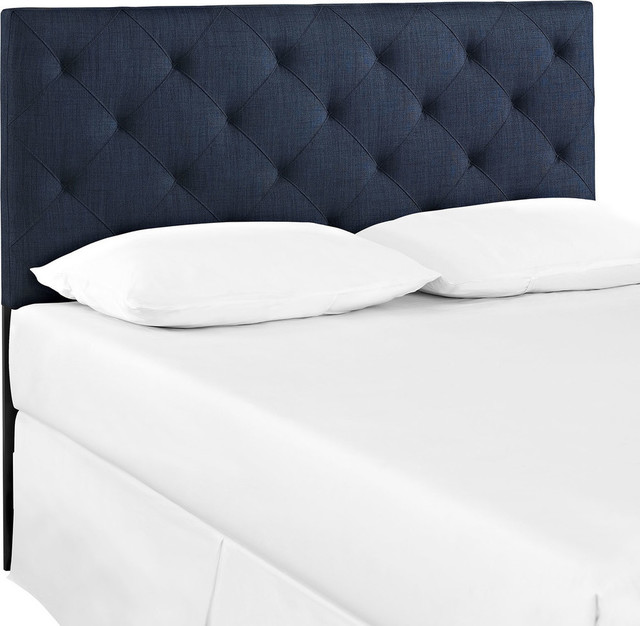 Theodore Full Fabric Headboard, Navy Transitional Headboards by