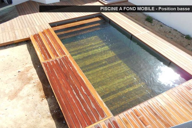 Piscine &agrave; fond mobile contemporary-deck