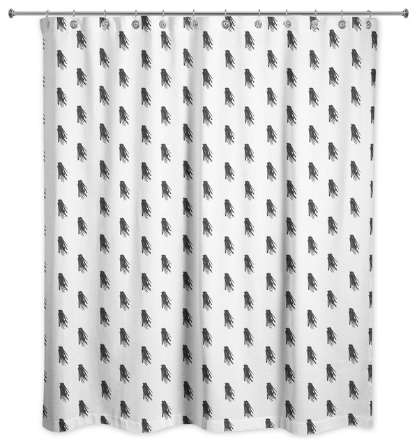 Black And White Tassel Print Shower, Black Tassel Shower Curtain