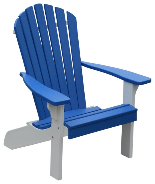 Poly Fanback Adirondack Chair, Blue, White Frame