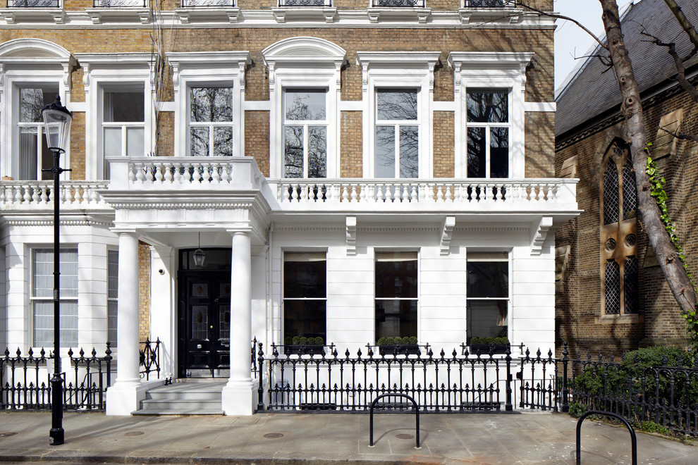 Inspiration for a traditional three-storey exterior in London.