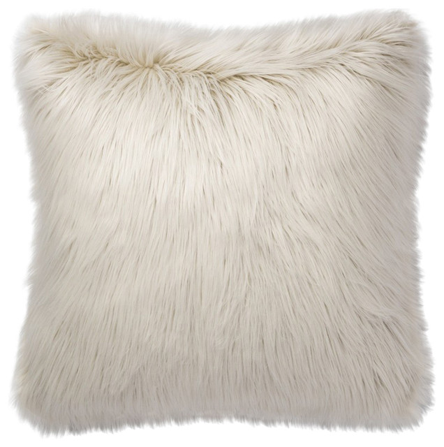 Faux Fur Ivory P0704 Decorative Throw Pillow by Loloi Contemporary Decorative Pillows by