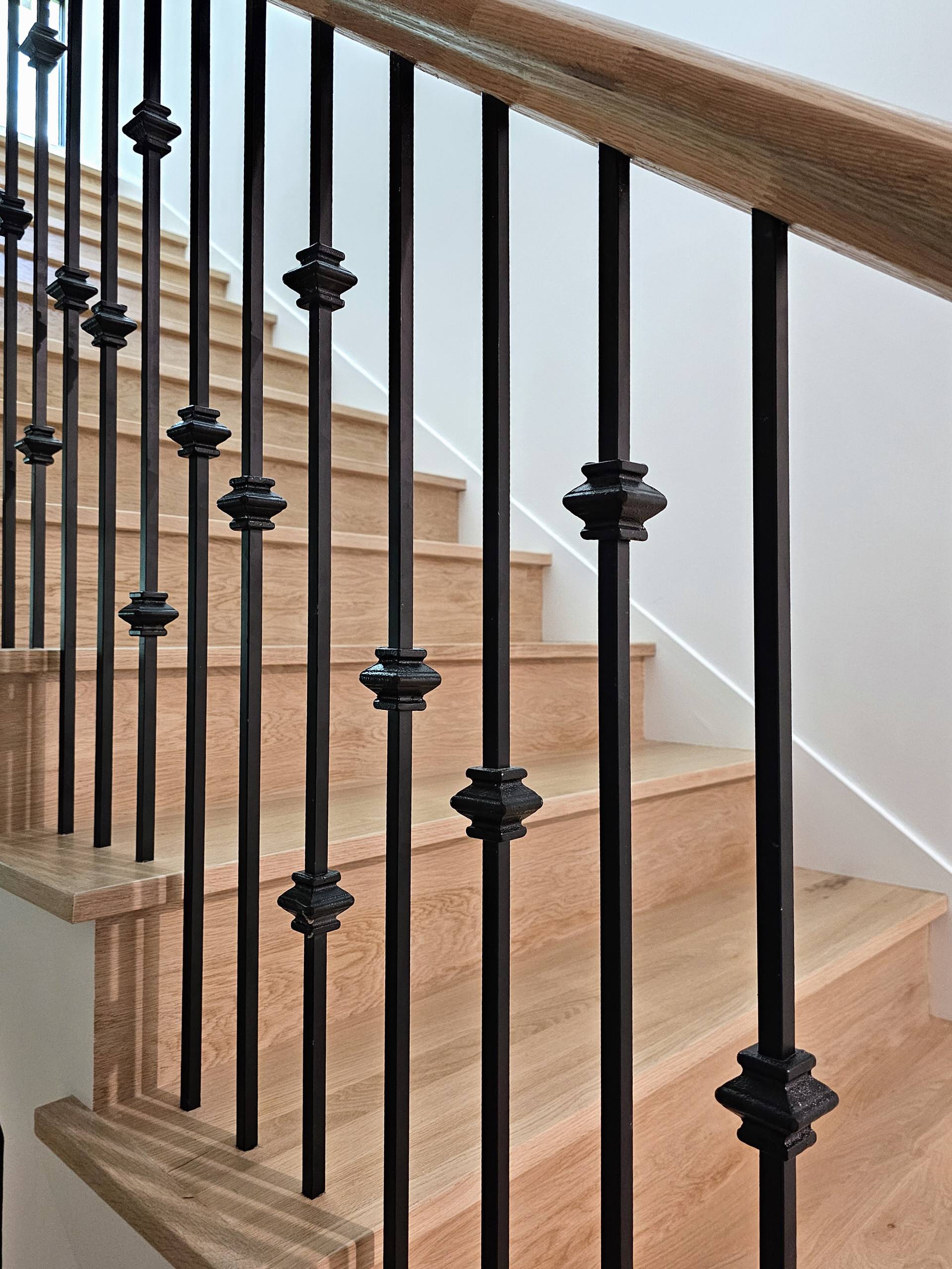 120_Luxurious White Oak Stair with Iron Balusters, Great Falls, 22066