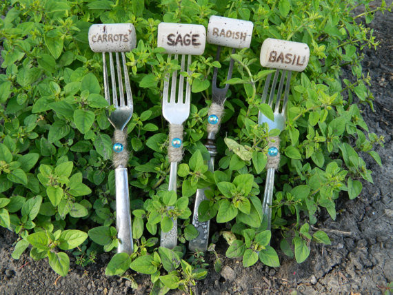 Vintage Sterling Silver & Silver-Plated Fork Plant Markers ... Vintage Sterling Silver SilverPlated Fork Plant Markers