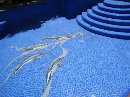 All-Tile Pool with Dolphin Design
