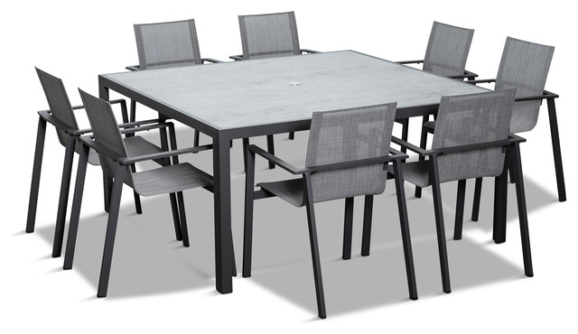 Lift 9 Piece Square Dining Set, 8 Seat Outdoor Dining Table Square