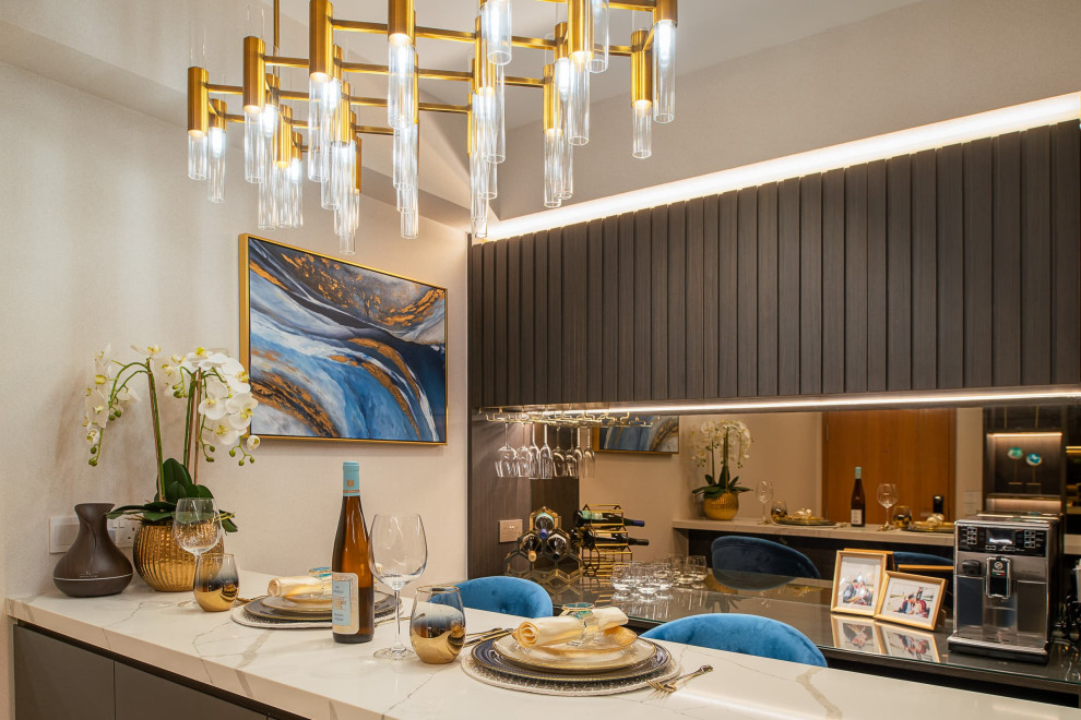 Modern home bar in Singapore.