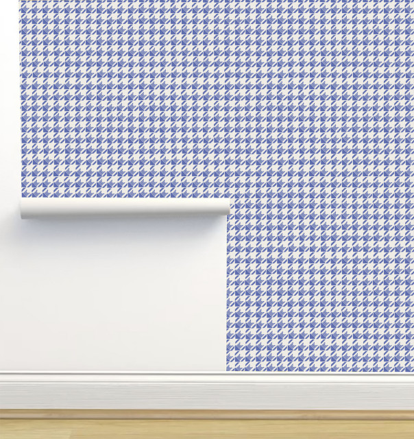 Houndstooth, Royal Blue Wallpaper by Erin Kendal, Sample 12"x8