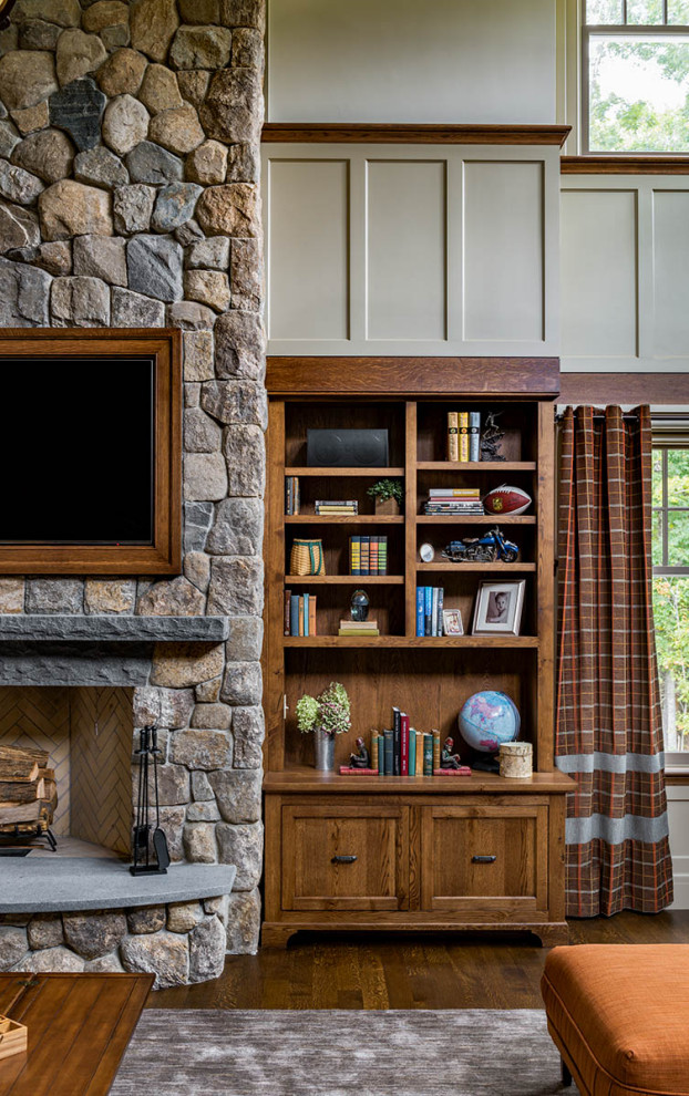 Adirondack Style Custom Home - Craftsman - Living Room - Boston - by ...