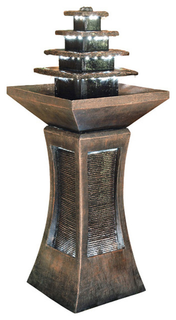 39 Pyramid Tiered Indoor Outdoor Fountain Contemporary 39 Pyramid Tiered Indoor Outdoor Fountain Contemporary Fountains And Ponds By Virventures