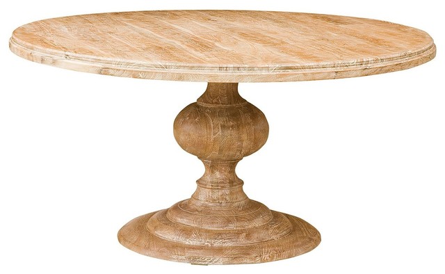 60 Round Pedestal Dining Table Whitewash Traditional Dining Tables By Zin Home