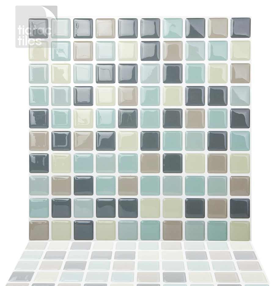 Mosaic Peel and Stick Wall Tile, 10 Pack - Contemporary - Mosaic Tile