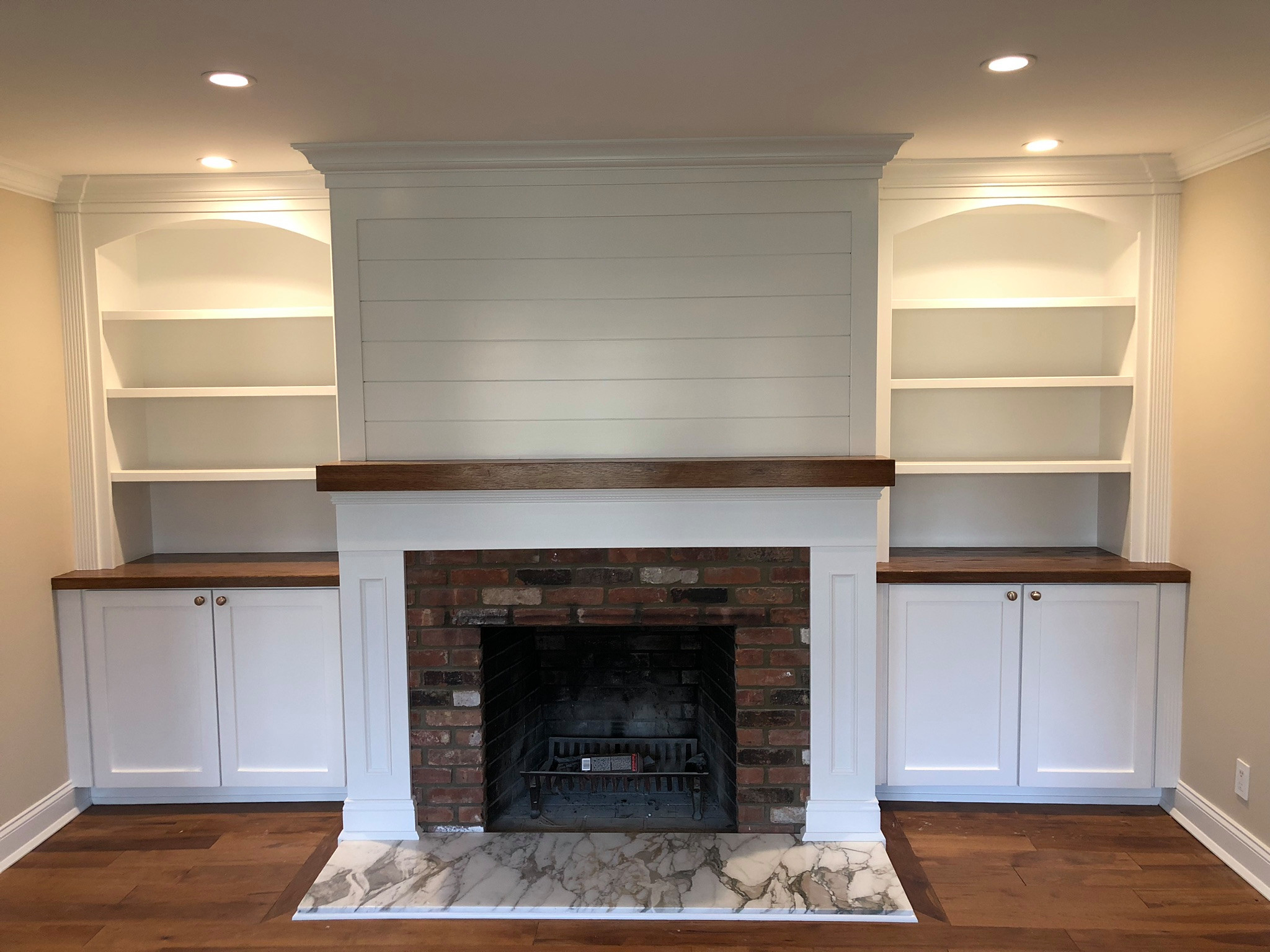 Colts Neck Fireplace Remodel custom Builtin Shelves