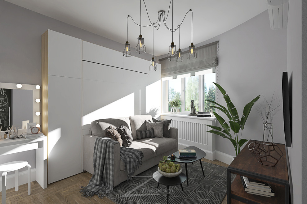 Дизайн однокомнатной квартиры в скандинавском стиле и loft