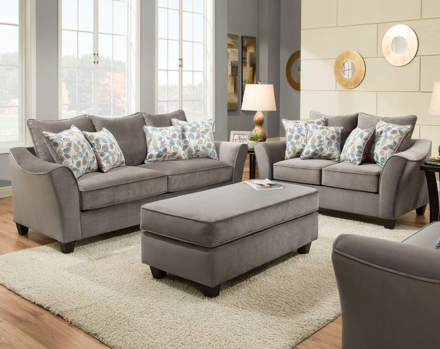 Bella Gray Sofa And Loveseat Klisk Vardagsrum