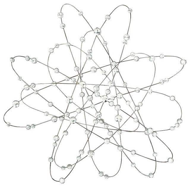 Geometric Atom Abstract Art Wall Decor Silver Chrome Accent 68272