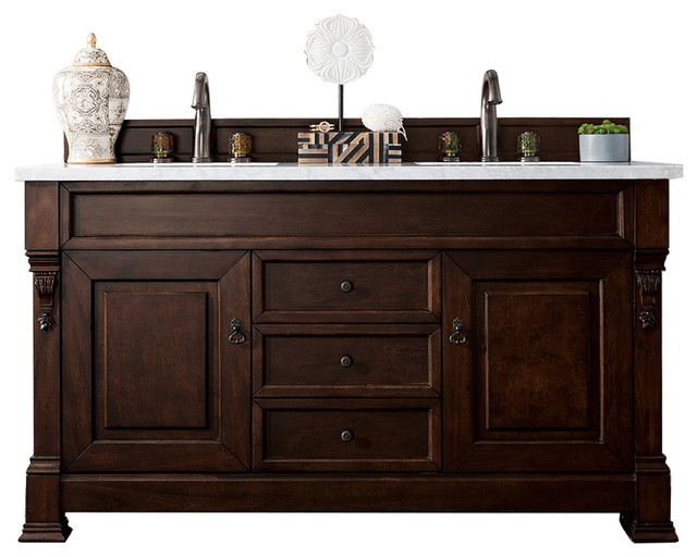 Brookfield 60 Double Vanity Burnished Mahogany Base Cabinet Only