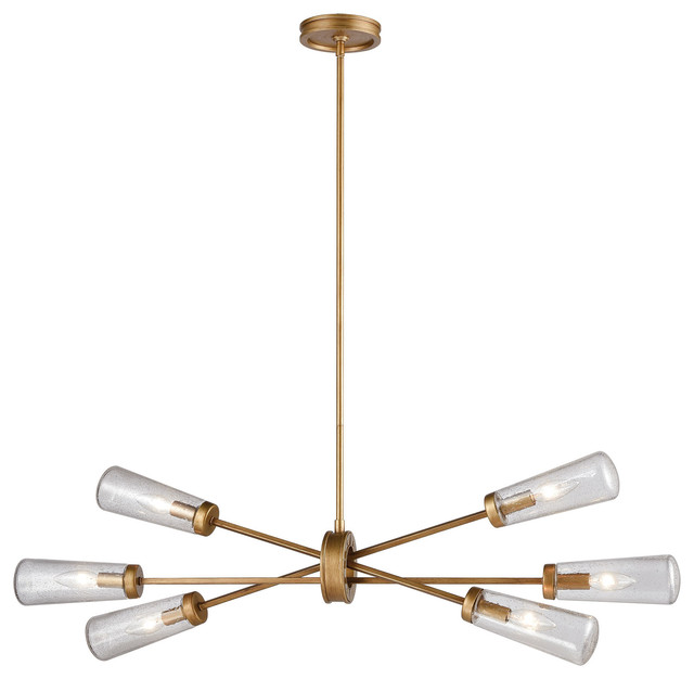 Mid Century Modern 6 Light Chandelier In Matte Gold Finish Midcentury Chandeliers By Ownax Houzz Mid Century Modern 6 Light Chandelier, Contemporary Mid Century Modern Chandeliers