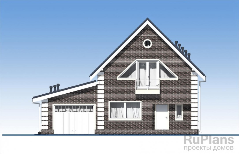 Rg5884 - Одноэтажный дом с мансардой, гаражом, террасой и балконами