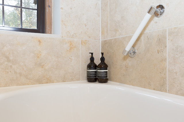 edmonton design classic Family  Bathroom Transitional   Timeless Bathroom  Surrey  Limestone