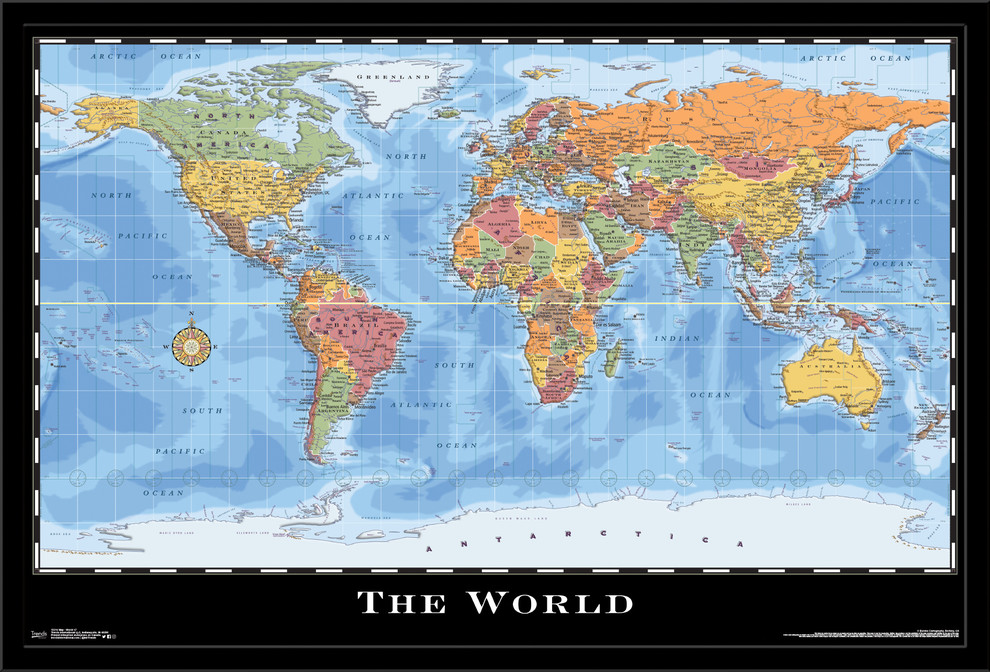 Map World Poster Contemporary Prints And Posters by Trends International
