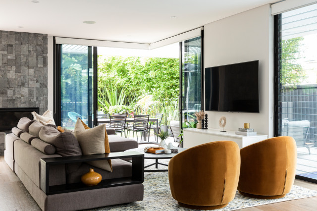 Dolls Point contemporary-vardagsrum