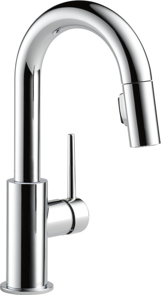 Delta Trinsic Single Handle Pull-Down Bar/Prep Faucet, Chrome, 9959-DST