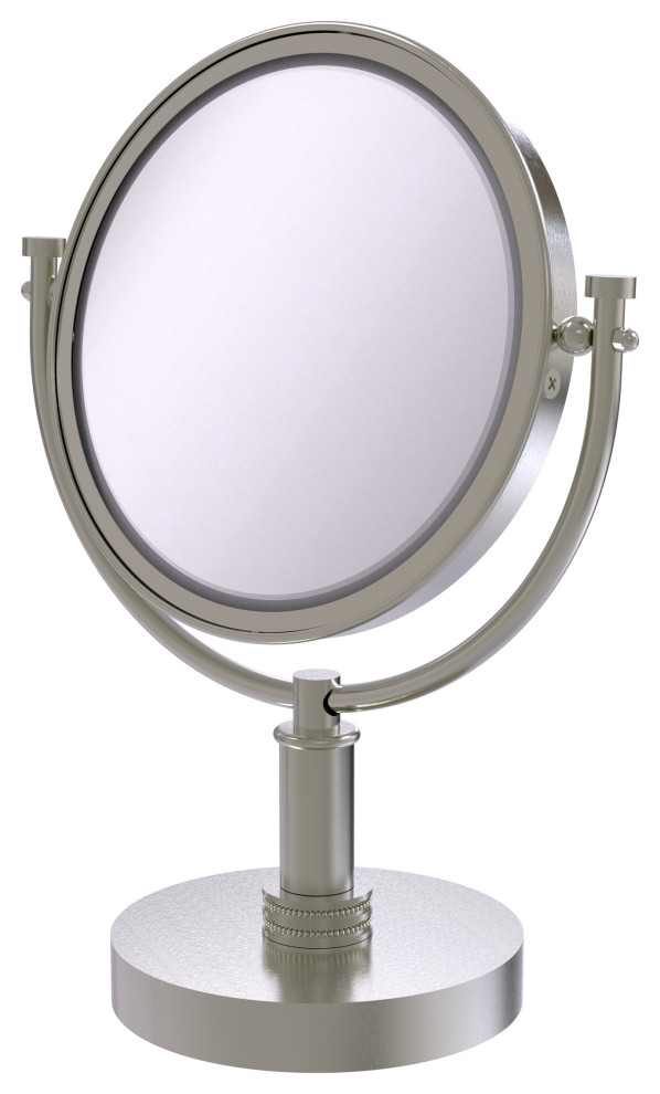 8" Vanity Make-Up Mirror, Satin Nickel, 2x Magnification